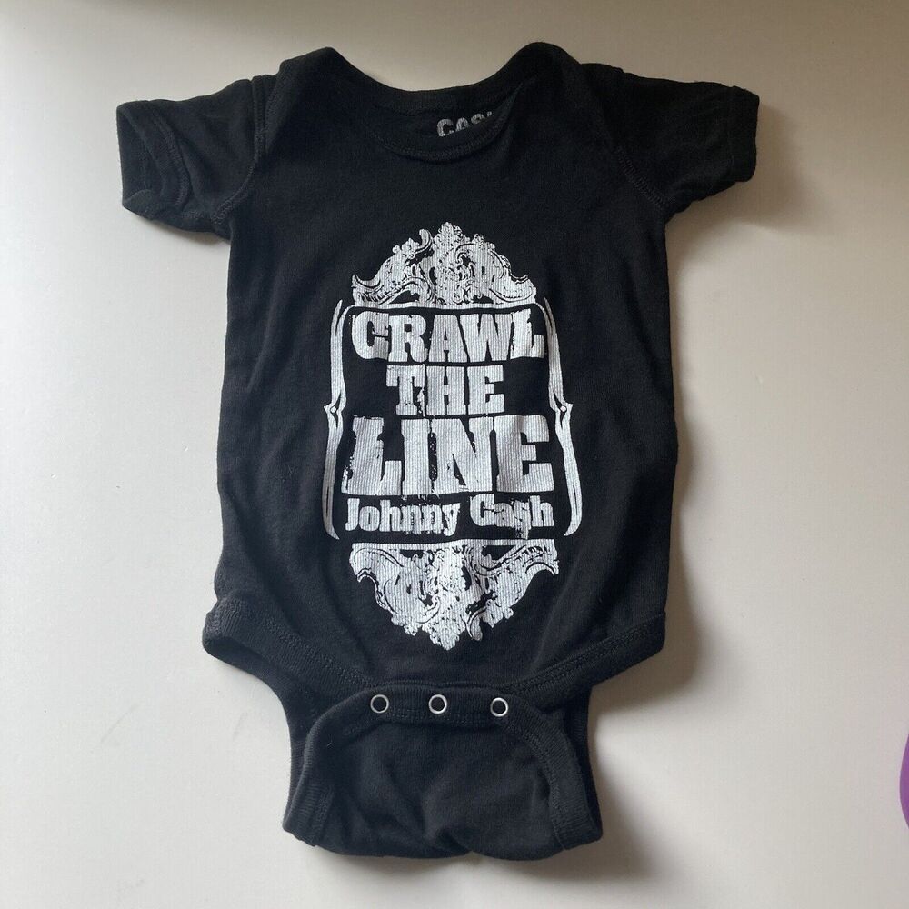Johnny Cash Black Logo One Piece Infant baby Size 6 Months Crawl the Line